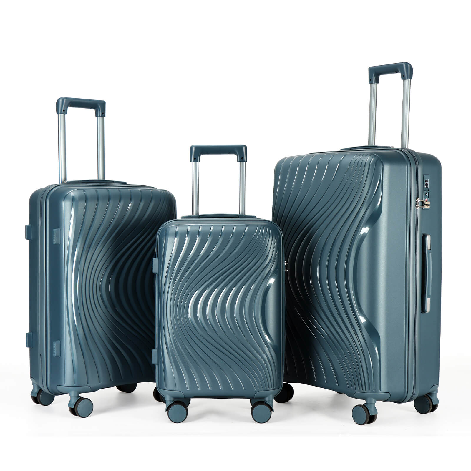 EMAY PP Koffer Spinner Suit Case Set For Travel