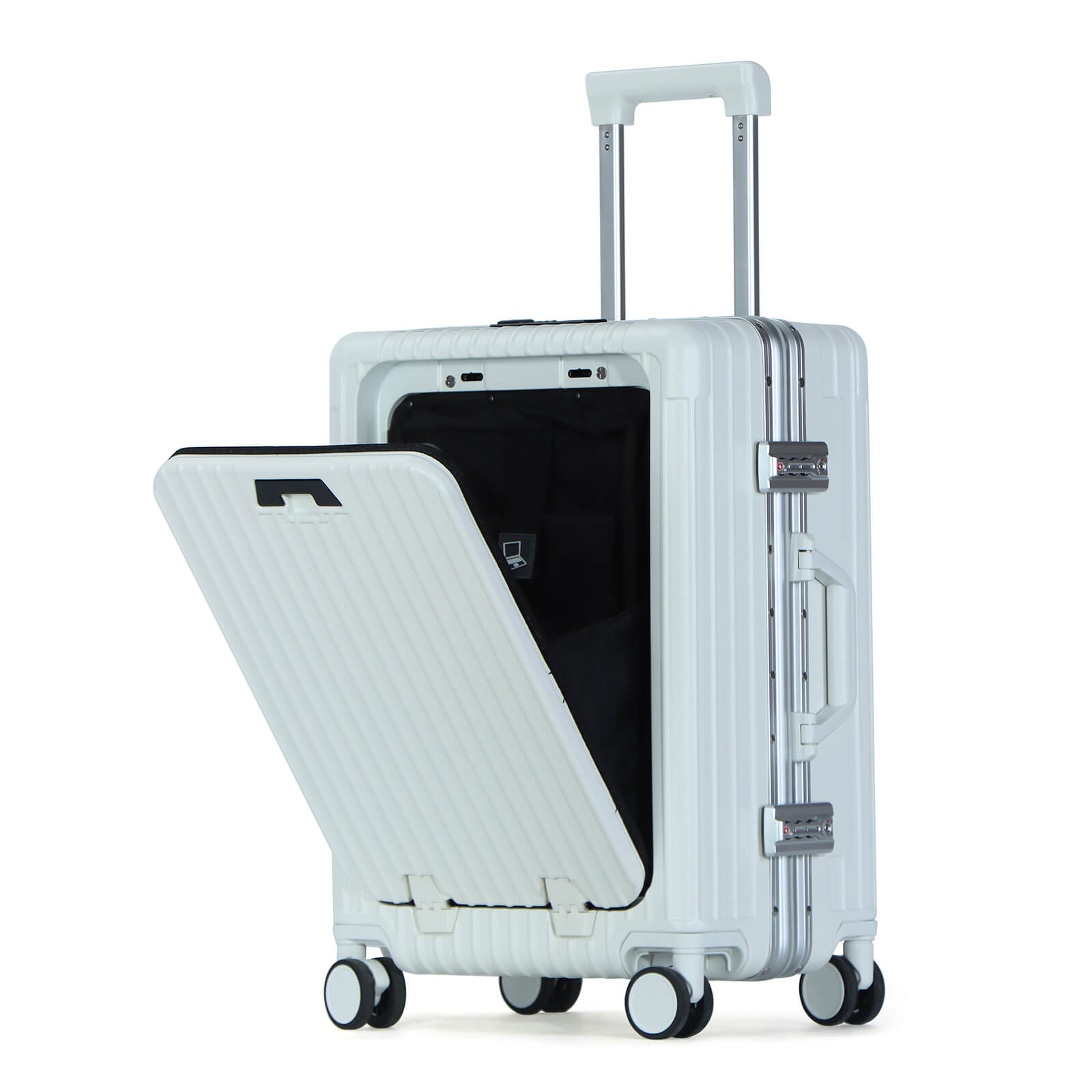 EMAY Front Open Aluminum Frame Suitcase