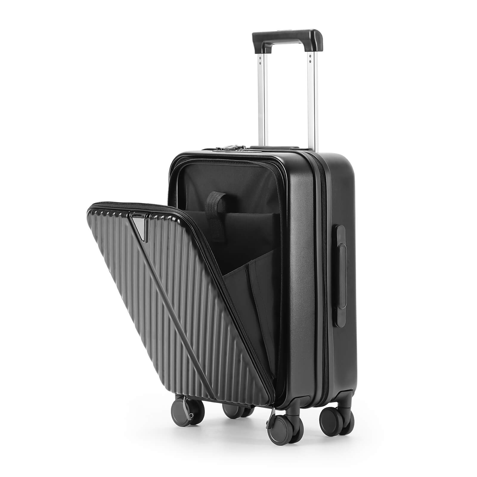 EMAY Carry On Front Open Suitcase With Usb Charge