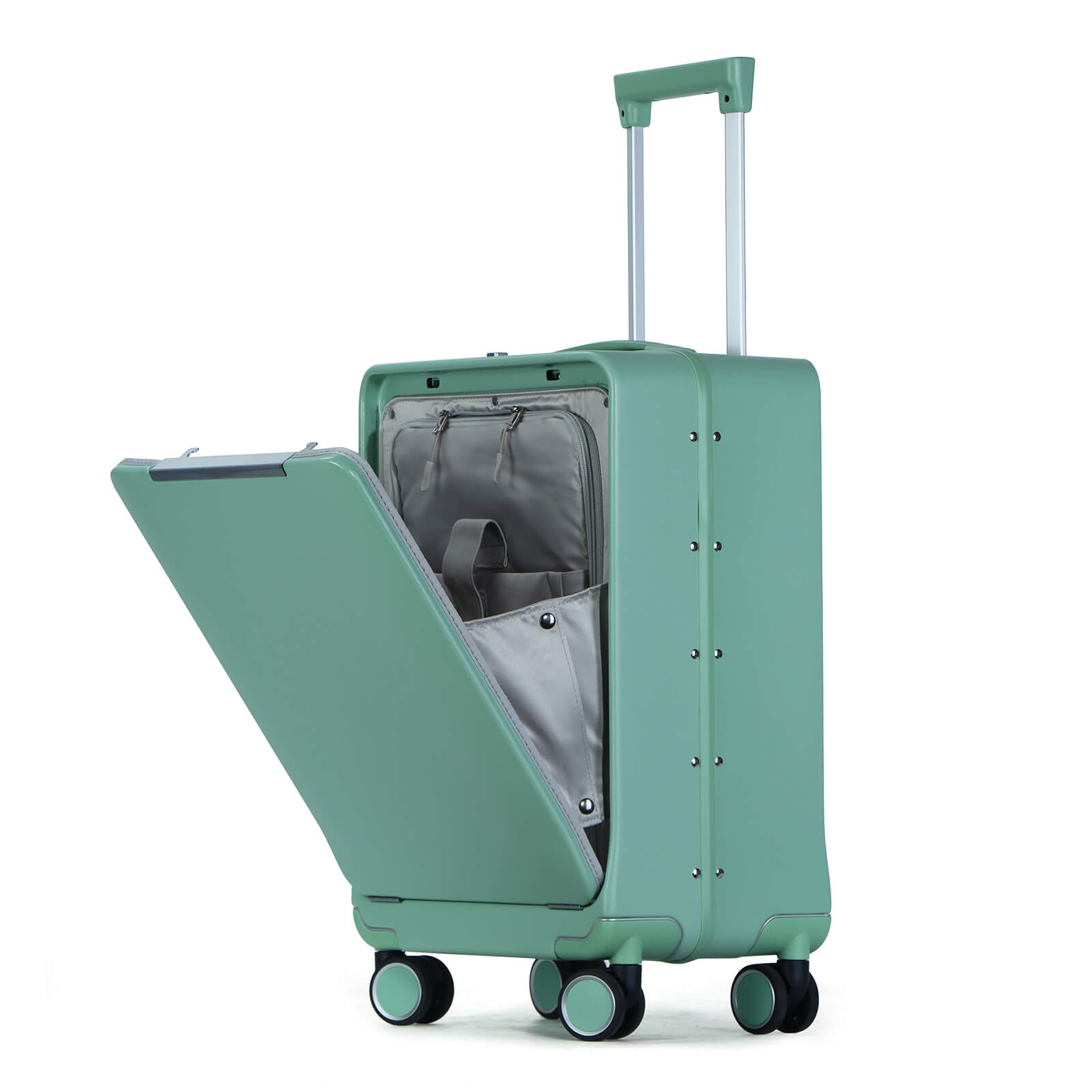 EMAY Aluminium Frame Suitcase With Front Open Pocket